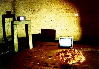 Instalaltin shot of A Burning Church, Ohya Underground Quarry, Utsonomiya Japan, 1986.